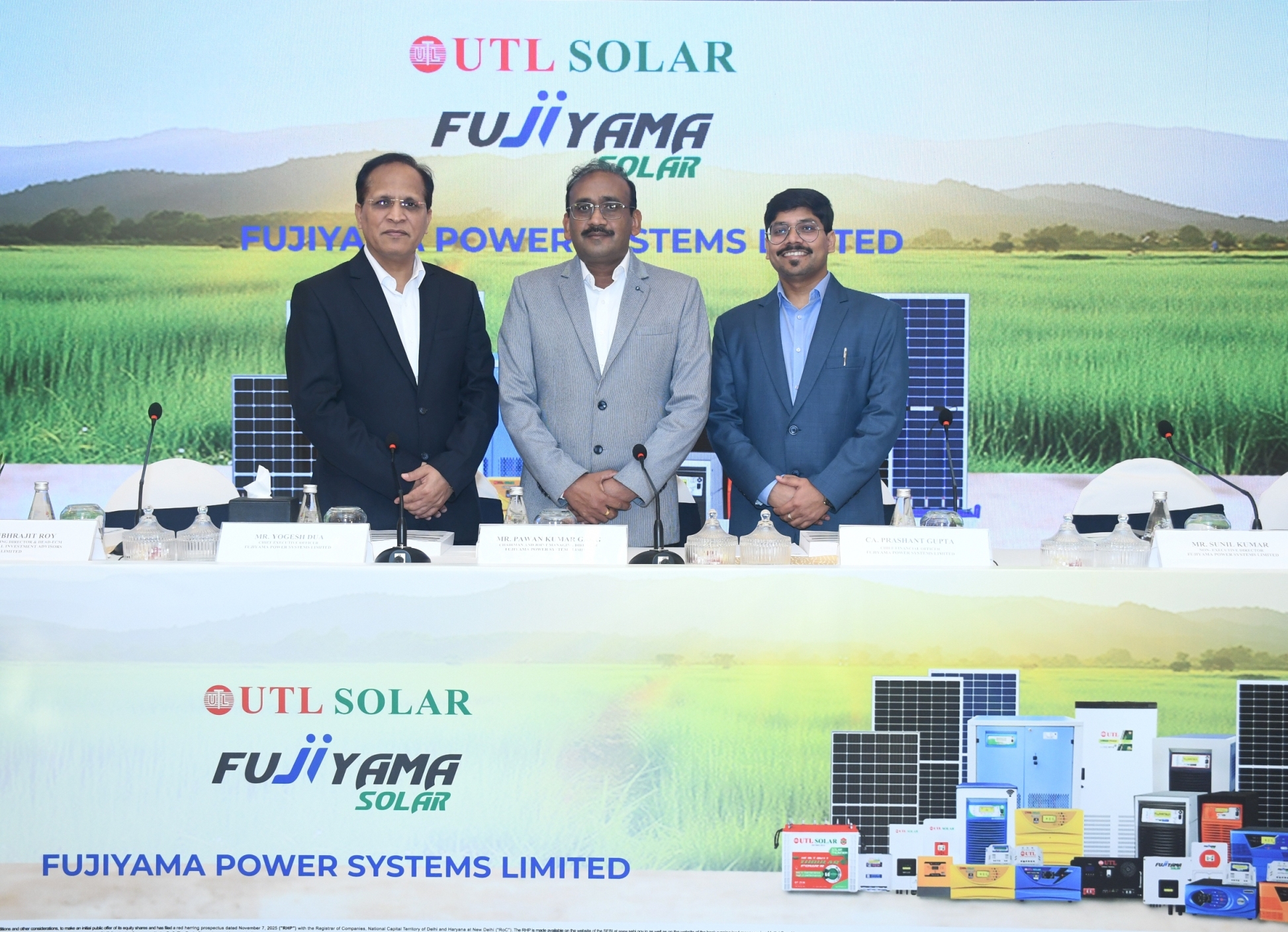 Fujiyama Power Systems Ltd (UTL SOLAR)નો IPO 13 નવેમ્બરે ખૂલશે, પ્રાઇસબેન્ડ રૂ.216 – 228