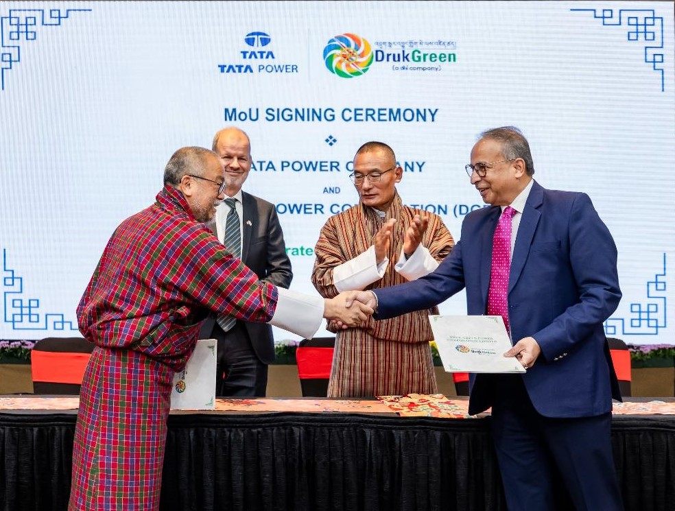 Tata Power And Druk Green Power Corporationને 5,000 મે.વો. નો સમજૂતી કરાર કર્યાં